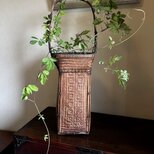 竹籠　花入れ　工芸品　茶道具　高さ63cm　　　yk275の画像