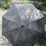 日傘大島紬（黒白地花柄A）の画像