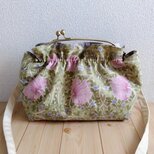 ウィリアムモリス　長財布も入る大きめ　ベンリーがま口ショルダーバッグ　母の日　ピンパネル　ピンク　　215の画像