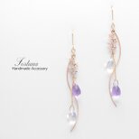 花と雨~Purple~(906) ピアス/イヤリング/ノンホールピアス/樹脂ピアスの画像