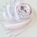 かろやかコットンシルク＊薄桜色×灰青色＊手染めのストール