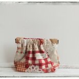 カントリー雑貨　バネ口ポーチ　カントリーチェック　