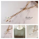 宝石質シェル（クロス／十字架）☆サージカルステンレスネックレス（5WAY）Gの画像