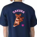ドライTシャツ/うちのワンコ/イラスト/オリジナル/犬/ネイビー＆ホワイト/贈り物/プレゼントの画像