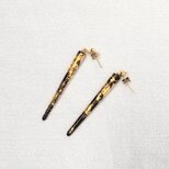 輪島塗　金箔円錐形ピアス　黒の画像