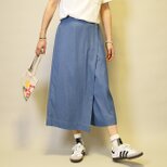 【新作】デニム風綿混/半ゴム仕立て/ワンボタン/スカートパンツ25017DMの画像