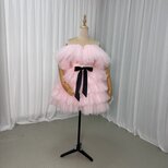 カラードレス ミニドレス ピンク ビスチェタイプ リボン 可愛い 披露宴/結婚式 抜群のおしゃれ見えの画像
