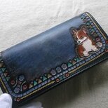 レザークラフト長財布　コーギーの画像