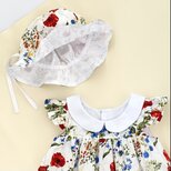 【限定・即納】リバーシブル帽子　チューリップハット　サイズ調整可　レース　ボタニカル　花柄　植物　刺繍　キッズ　園児〜小学生の画像