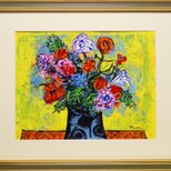 「Flowers」(NO.2515) 6号F ケント紙にアクリル絵の具 送料無料 画像をクリックすると全面画像になりますの画像