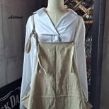 【背中がかわいい】エプロンドレス：ワッシャーリネン【0727】の画像