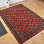 パキスタン絨毯 ハイクオリティ ボハラデザイン　200x136cm　厚み0.82cm　アンティークレッドの画像