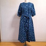 ネモフィラ　コットンリネンワンピース　ネイビー　ブルー　Lサイズの画像