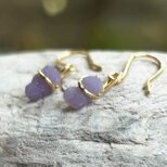 K24 Pure Gold Grape Chalcedony Crystal◇ K24純金グレープカルセドニー結晶ピアスの画像