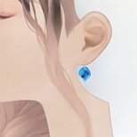 青の花びらと赤螺鈿のピアスイヤリング【2193】の画像