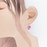 黄色の花びらと青螺鈿のピアスイヤリング【2194】の画像