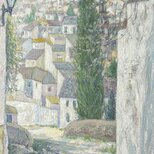 春の夜明け(油絵F4号、スペイン、グラナダ 、原画、額付き）の画像