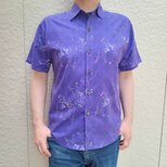 半袖和柄シャツ（七宝文様に鳥獣戯画）の画像