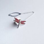 とんぼ 【Red】 七宝焼のタイタック ラペルピン  ピンバッジ 丹銅胎七宝の画像