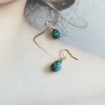 316L Simple Metal ステンレスフックピアス　CopperTurquoiseペアー一粒の画像