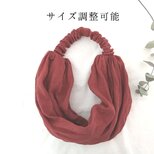 調整可能＊リネンのターバン...ストロベリー...薄手の画像
