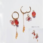 イヤリング可★サンストーンとジュエルによるサージカルステンレス・フープピアス　～ヘリオスの涙の画像