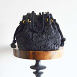 数量限定　ケミカルレース　ボタニカル　2way マリンバッグ　ブラック　セレモニー・主役バッグ　お着物にもの画像