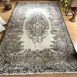 129×211 美品　ブラウン　フローラルメダリオン　トルコヴィンテージラグの画像