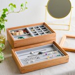 木製アクセサリートレイ3段 (選べるトレイ&フタ付) 国産無垢クルミ ジュエリーボックス コレクションケース 重箱のコピーの画像
