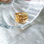RA97-【 AVON 】エイボン・ヴィンテージリング 1980〜90s Gold-tone clear rhinestoneの画像