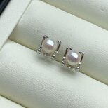 【静かな輝き】真珠×シルバー｜シンプルモダンピアス（S925ポスト）の画像