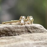 K18 ローズカット天然ダイヤモンド スタッドピアス◇K18 Yellow Gold+Diamond Studsの画像