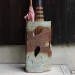 陶器 【凹凸模様灰釉傘立て】kasa5の画像