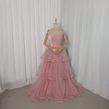 ピンク キャミソール カラードレス オフショルダー プリーツスカート お色直し 結婚式 披露宴の画像