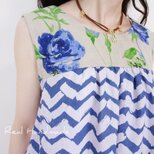 リネンの青波と花のワルツ・バックリボンワンピースの画像