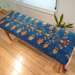 ペルシャ　ギャッベ　ミニランナー　ラグ　115x42cm　 青　ザクロの実　RJ14272の画像