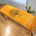 ペルシャ　ギャッベ　ミニランナー　ラグ　118x40cm 黄金色　ザクロの実　RJ14253の画像