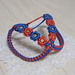 パラコード ハーネス　胸元に花モチーフを配した小型犬用　お揃いのリードと共にの画像