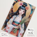 《豊受大神と稲穂》☘️ 神秘的な トヨウケノオオカミ お財布に入る イラスト アート カード ｜防水・プラスチック製の画像