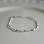 カレンシバー　小さな天然石のマルチカラーブレスレット（Silver925）の画像