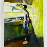 61×73㎝「台所に立つ男」Ｆ20・原画・油彩画の画像