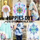 タイダイ Tシャツ XLサイズ 曼荼羅 ヘザーグレー ブルー段染め Hippies Dye HD24-16の画像