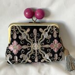 インド刺繍　木玉親子がま口ミニ財布２　の画像