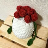【オーダーOK】バラの巾着袋 ハンドメイド かぎ針編み フラワーの画像