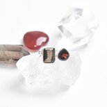 スモーキークォーツとガーネットのスタイリッシュなシルバーリング　シルバー925　天然石リングの画像