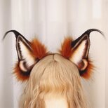【受注生産】カラカル猫の耳カチューシャ 手作りリアルな毛皮のような ヘアアクセサリー シミュレーション動物の耳 ロリータの画像