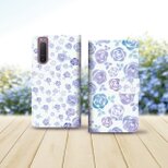 Android シンプル手帳型スマホケース（カメラ穴あり/はめ込みタイプ）【スィートブルーローズⅡ】の画像