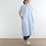 リネンレーヨン サックワンピース 大人のゆったりワンピ （ライトブルー）OP19の画像