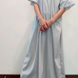 ライトグレー上質カットソー袖フリルワンピースの画像