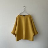 たっぷりしたお袖のフレアー感がきれいなトップス　サフラン　リネン100％【着丈延長オプションあり】のコピーのコピーの画像